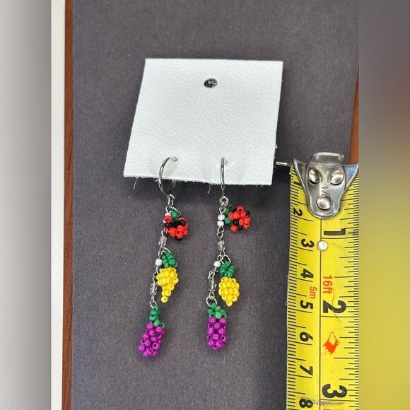 NWT Free People Sweet Treat Fruit Strawberry/Lemon/Grape Beaded Dangle Earrings - Picture 5 of 5